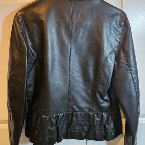 Baccini Leather Ruffled Jacket - Picture 2 of 5